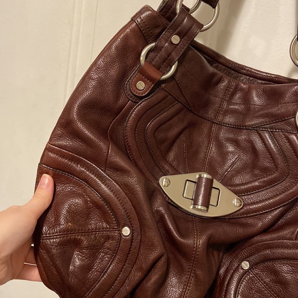 B MAKOWSKY Brown Genuine Leather Hand Bag Shoulder Satchel Bag Purse - Picture 5 of 10